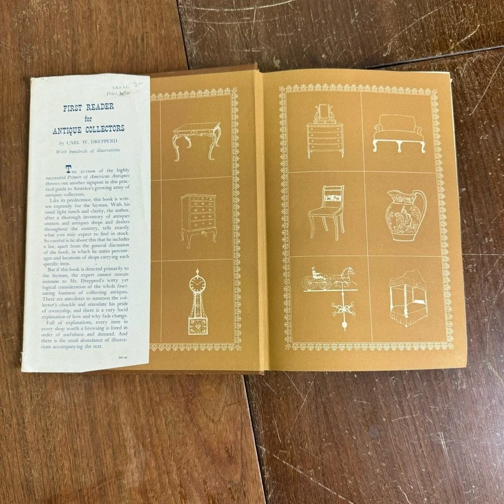 First Reader for Antique Collectors 1946 Carl W. Drepperd hard back book & cover